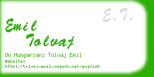 emil tolvaj business card